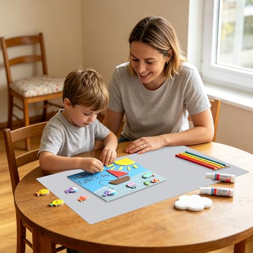 Extra Large Flexible Silicone Table Mats for Kids (05-gray / 27.6"L x 15.7"W)