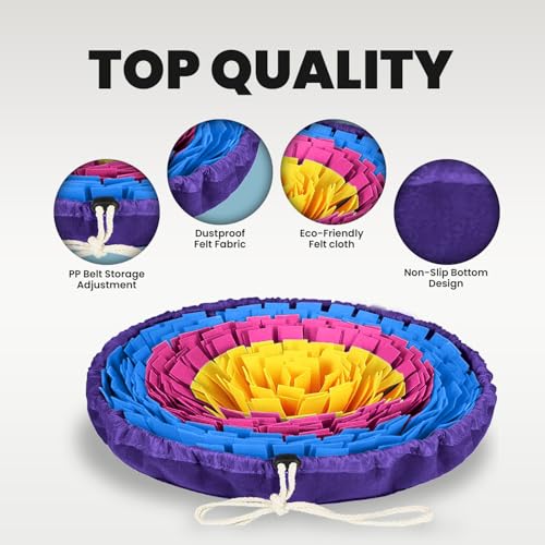Snuffle Mat Dog Puzzle Feeder for Slow Eating & Brain Training (Yellow Rose Blue)