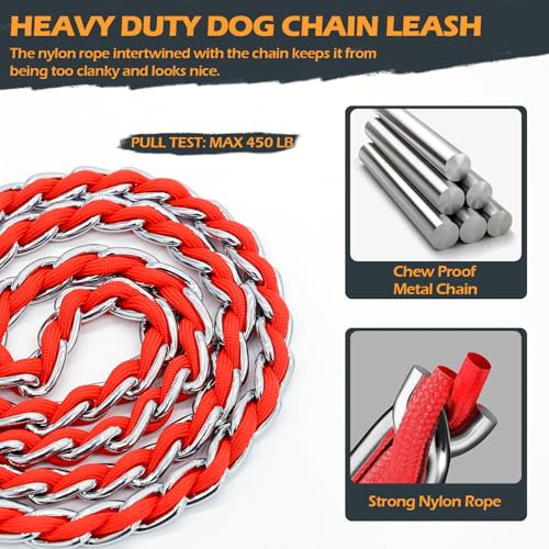 Chain Dog Leash (Red / 4FT(30-80lb))