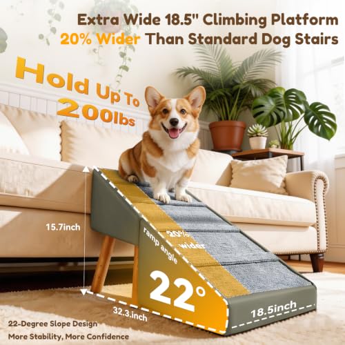 15.7" H Dog Ramp for Couch (Olive Green)