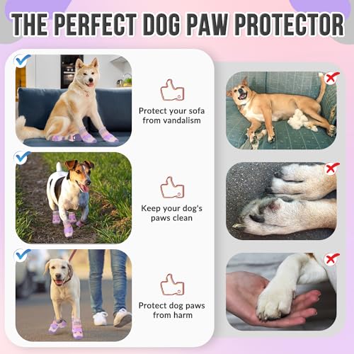 Dog Shoes for Large Small Medium Dogs (Pink / #4 (Width 2.2 inch) for 33-44 lbs)