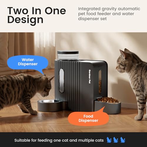 Gravity Automatic Cat Feeder (Large (0.8 Gallon x 2) / Black Grey)