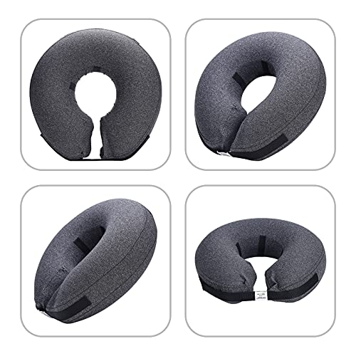 Inflatable Dog Cone Collar for Small Medium Large Dogs and Cats (Dark Grey / Large (Neck: 15"-18"))