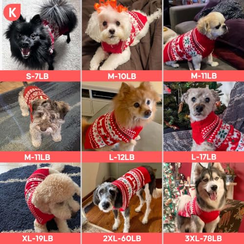 Dog Ugly Christmas Sweater for Large Dog with Red Snowflake Reindeer (3XL (60-80lbs) / 1# Christmas)