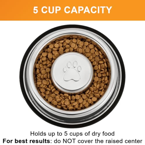 Stainless Steel Slow Feed Bowl (5 Cup - Non Tip)