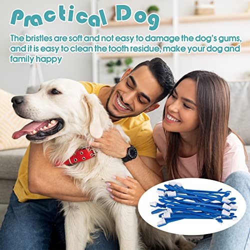 200 Count Dog Toothbrush Double Headed Long Handle Soft (Blue)