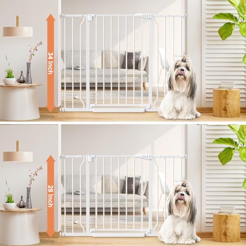 34" Tall Baby Gate No Drilling (White / 29-45"Wide, 34"Tall)