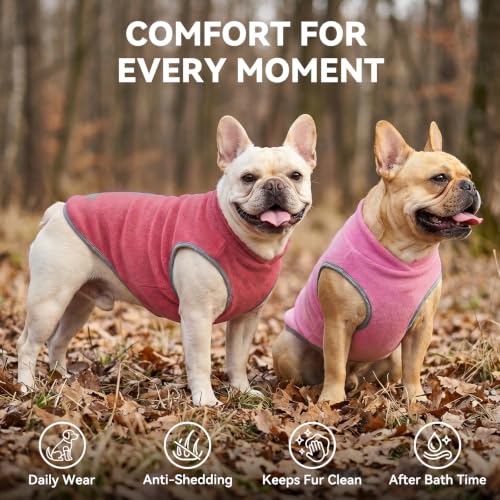 2 Pack Fleece Dog Sweater Pullover Lightweight Reflective Jacket (X-Large / Pink & Fuschia)