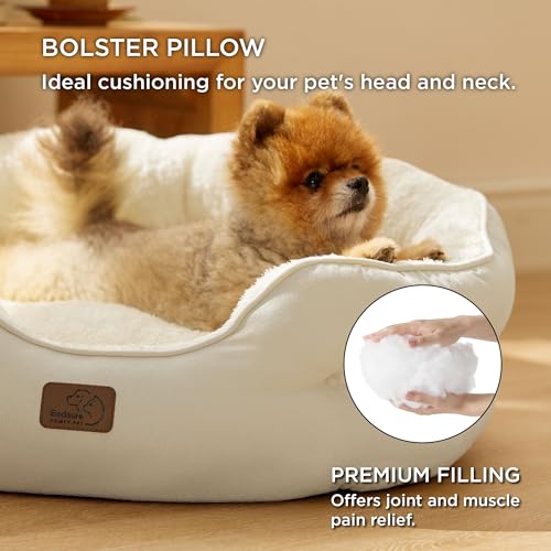 Small Dog Bed Washable (25"L x 21"W x 8"Th / Ivory)