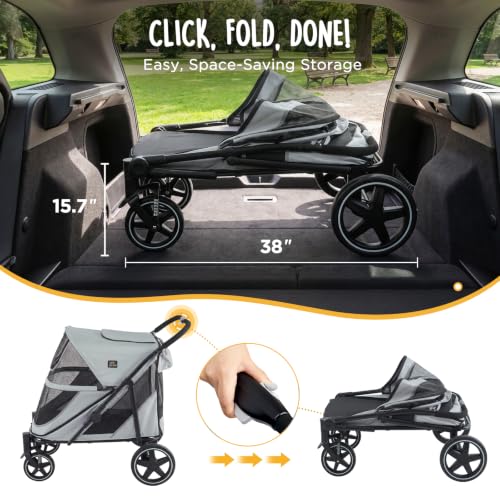 All Terrain Pet Stroller for Large & Medium Dogs (Grey)
