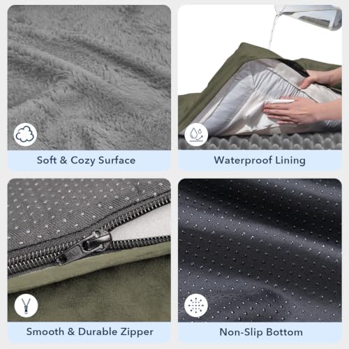 Orthopedic Dog Bed Waterproof Pet Sofa for Large Sized Dogs (Olive Green / 36.0"L x 27.0"W x 7"Th)