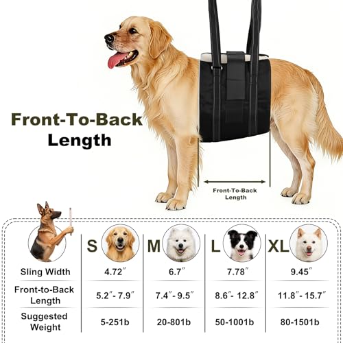 Dog Sling Adjustable Dog Lift Harness (F001-Black / S)
