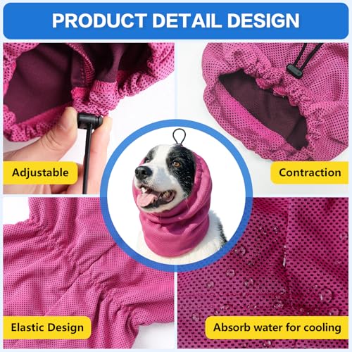Breathable Dog Cooling Head & Neck Wrap (Rose Red / Large)