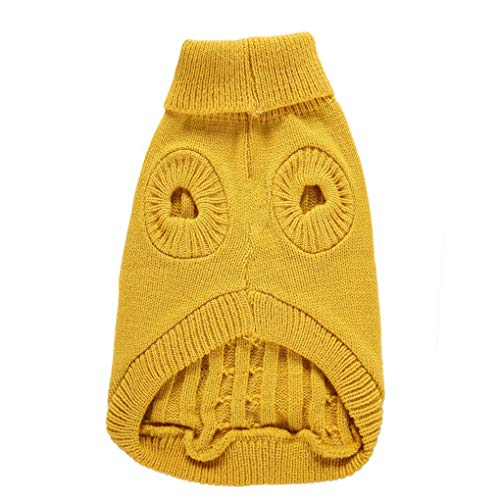 Dog Sweater Soft Warm Turtleneck Knitted Clothes for Small Medium Large Pet (Yellow / XX-Small)