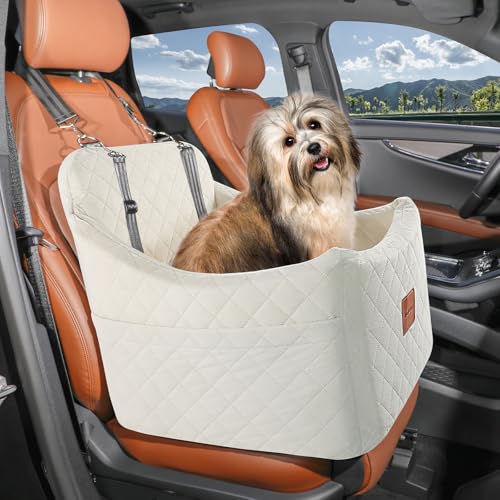 Dog Car Seat for Dogs up to 35lbs (Beige / Medium)