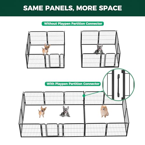 Homeplus Indoor Dog Playpen with Divider Connectors (Black / 24"H)