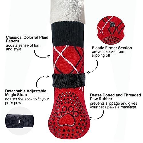 6PCS Dog Socks to Prevent Licking Paws for Hot (Red / M(Pack of 6))