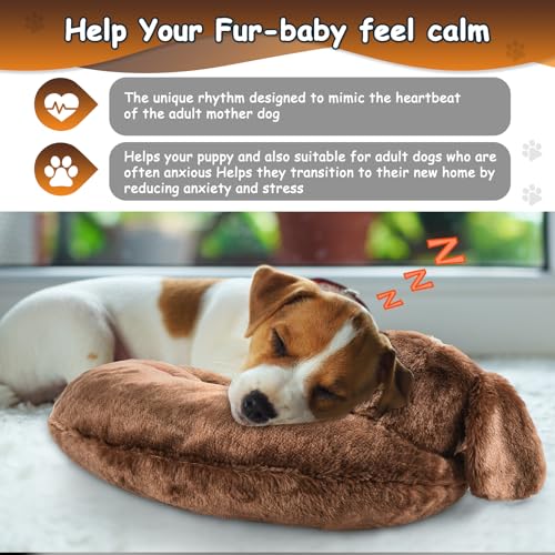 Heartbeat Toy Puppy Heartbeat Stuffed Animal Heartbeat Plush Toy for Puppy (Dark Brown)