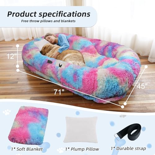 Human Dog Bed (71.0"L x 45.0"W x 12.0"Th / Rainbow)