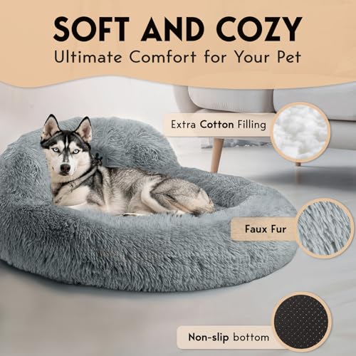 PetJett Dog Beds Large Sized Dog (Bright Grey / Large - 36”L x 36”W x 8”Th)