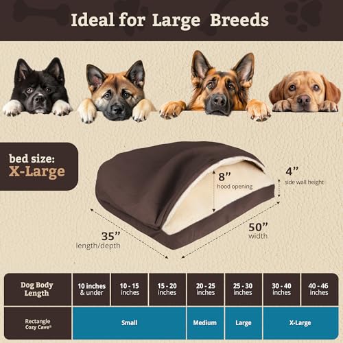 Rectangle Cozy Cave Dog Bed (Hot Fudge / Extra Large)