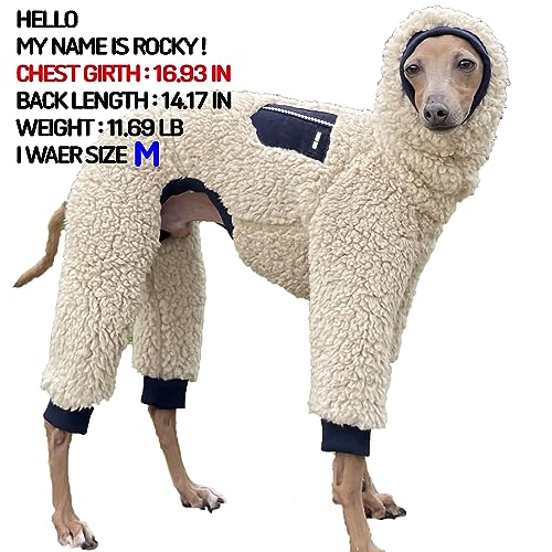 D Doggy Star Italian Greyhound Sweater Turtleneck Outfit Warm Fleece Onesie Clothes Whippet for Dog Coat (3XL / Navy Pocket)