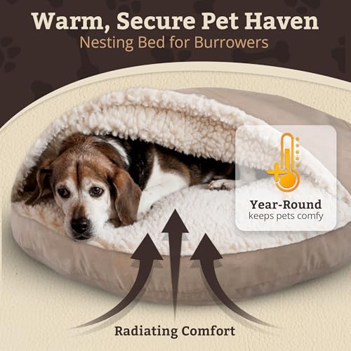 Cozy Cave Dog Bed (35.0"L x 35.0"W x 8.0"Th / Buckskin)
