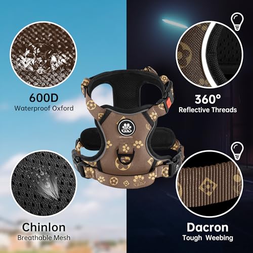 Reflective Dog Harness for Large Dogs (Dark Brown / X-Large)