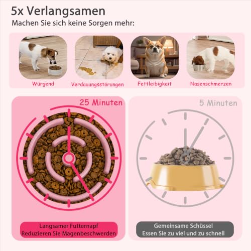 Elevated Slow Feeder Dog Bowl (Pink / 1.5 Cups)