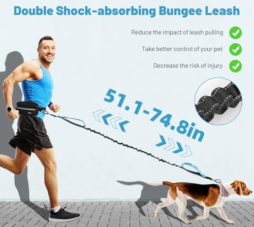 Hands Free Dog Leash with Pouch (Black/Blue / 1 Leash)