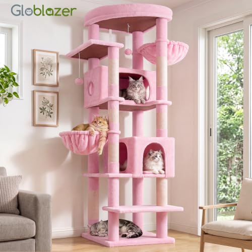 74in Pink Heavy Duty Cat Tree Tower for Indoor Large Cats (Pink / 74inch)