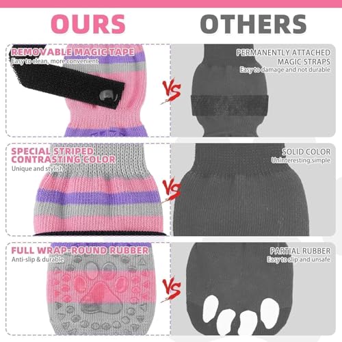 Anti Slip Dog Socks for Hot (Pink & Purple / Small)
