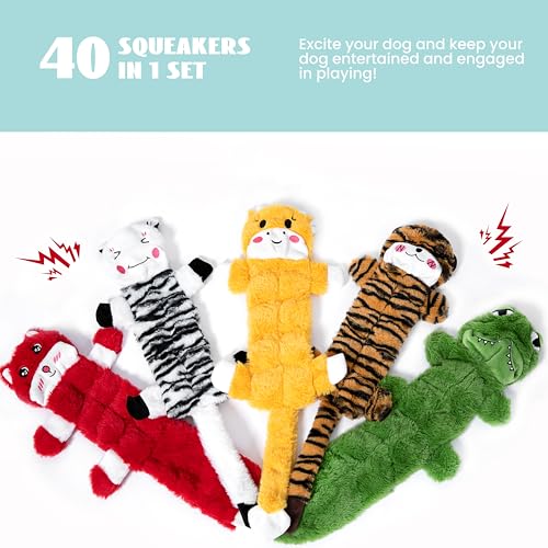 5 PCS No Stuffing Crinkle Dog Squeaky Toys (5 Pcs Multi-squeakers)