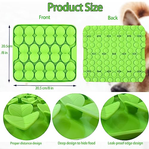Small Silicone Snuffle Mat for Small Dog Puppy Cat Slow Down Eating (Green-S (8.1x7.5in))
