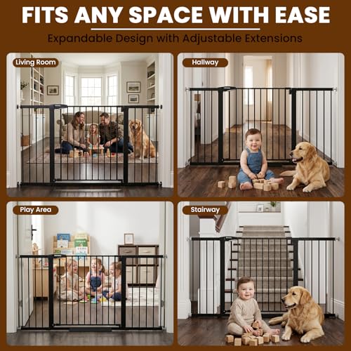 Extra Wide Baby Gate for Doorways (Black / 36-63"W x 30"H)