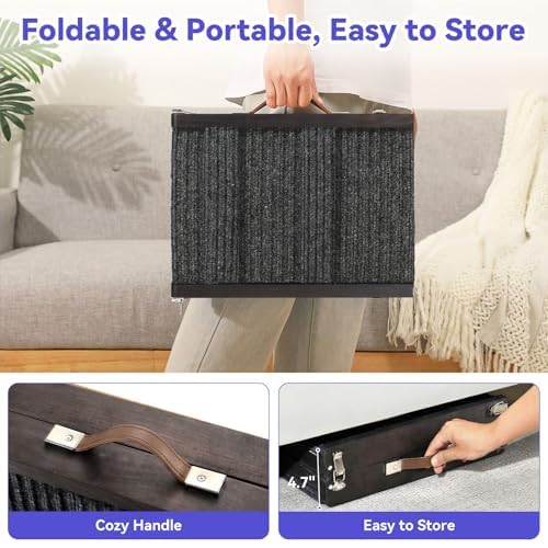 2026 Upgraded Small Dog Ramp for Couch Foldable (C-black / 80×30cm-for couch)