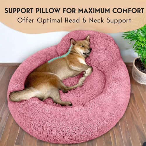 PetJett Calming Medium Dog Bed (Pink / Medium - 30”L x 30”W x 8”Th)