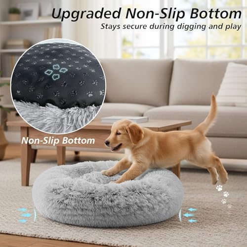 Calming Dog Beds Large Sized Dog (01 - Smoke Grey / 36.0"L x 36.0"W x 8.0"Th)