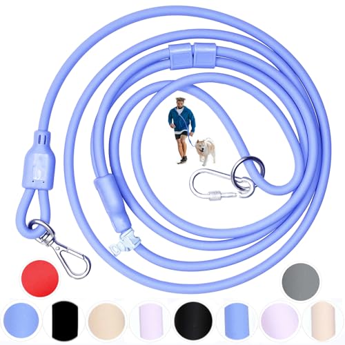 9-in-1 Hands Free Dog Leash Crossbody/Waist Blue Large Dogs (Moon Blue / Large - 9mm Diameter - 20-120lbs)