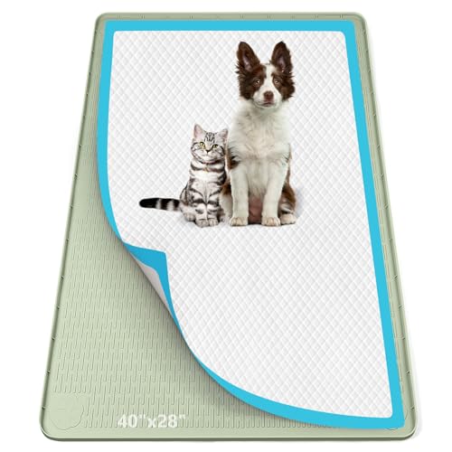 Pee Pad Holder for Dogs 40''x28'' Silicone Puppy Pee Pad Tray (Green)