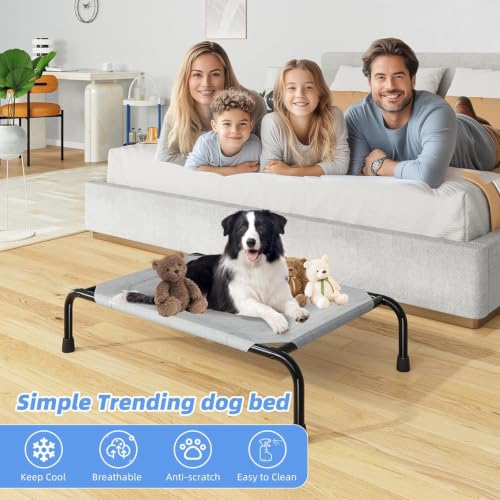 Raised Dog Bed for Small Dogs (36.5"L x 22.5"W x 8.25"Th / Grey)