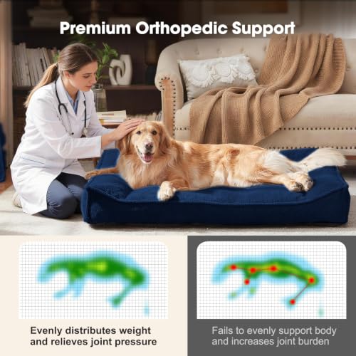 XL Orthopedic Dog Bed Large Sized Dog (Blue / 42"L x 30"W x 9.5"Th)