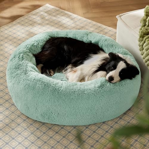Calming Dog Beds Large Sized Dog Donut Washable Pet Bed (36"L x 36"W x 10"Th / Apple Green)