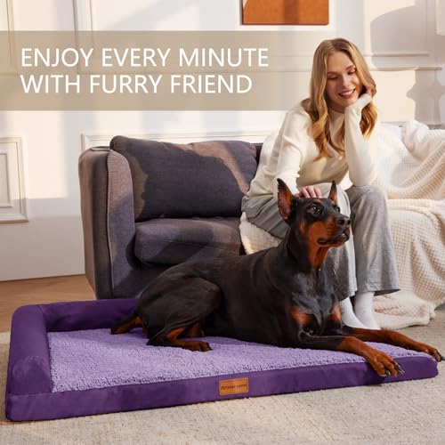 Orthopedic Large Dog Bed Washable Pet Sofa Bed 42''X28''Purple (Purple / 42"L x 28"W x 3.5"Th)