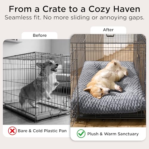 Washable Dog Bed for Crate Medium Size Dog (Grey / 29x21x3)