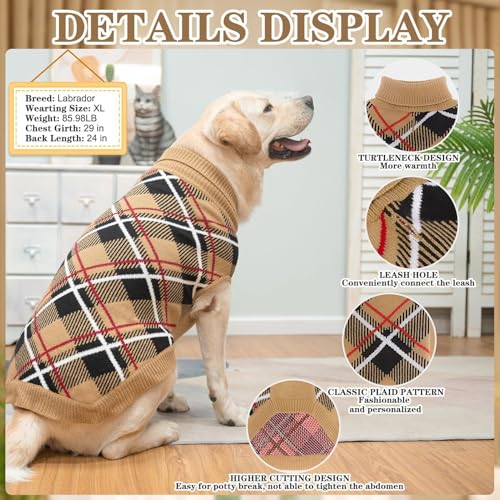Fall Dog Sweater for Small Medium Large Dogs (Beige / Large(Back Length 20"))