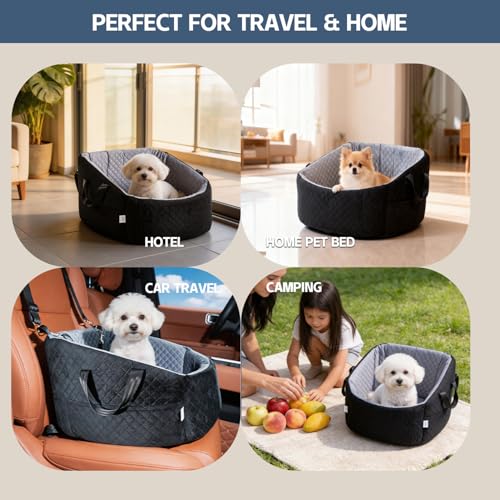 Dog Car Seat for Small Dogs Up to 30 lbs (Blackish-Gray / S)