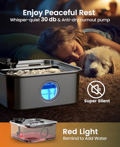 10L 2.6Gal Dog Water Fountain for Large Dogs