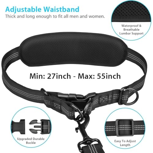 Hands Free Dog Running Leash with Adjustable Waist Belt (Medium)