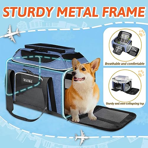 Top Expandable Small Pet Carrier 18"x13"x9.5" Airline Approved (18.0"L x 13.0"W x 9.5"H / Blue)